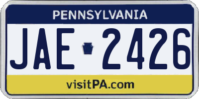 PA license plate JAE2426