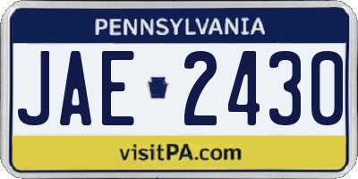 PA license plate JAE2430