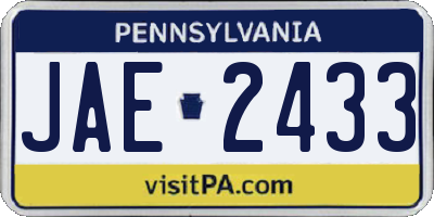 PA license plate JAE2433