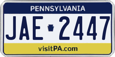 PA license plate JAE2447