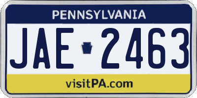 PA license plate JAE2463