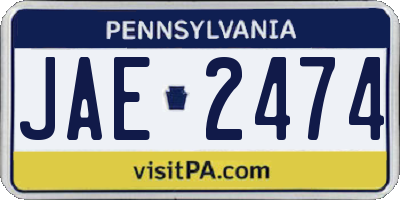 PA license plate JAE2474