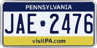 PA license plate JAE2476