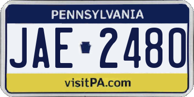 PA license plate JAE2480