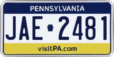 PA license plate JAE2481