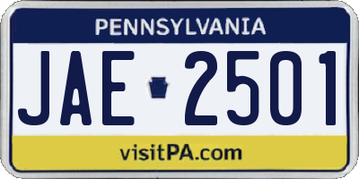 PA license plate JAE2501
