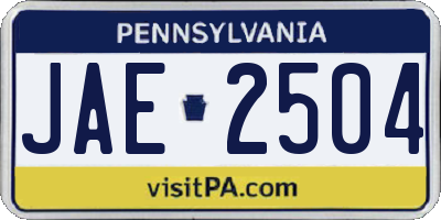 PA license plate JAE2504