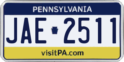 PA license plate JAE2511