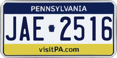 PA license plate JAE2516