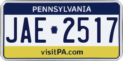 PA license plate JAE2517