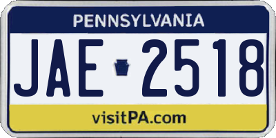 PA license plate JAE2518