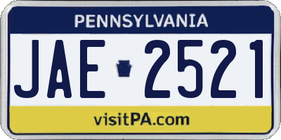PA license plate JAE2521