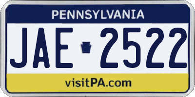 PA license plate JAE2522