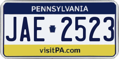 PA license plate JAE2523