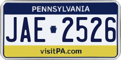 PA license plate JAE2526