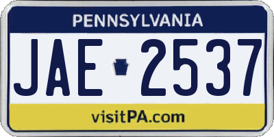 PA license plate JAE2537