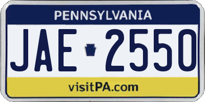 PA license plate JAE2550