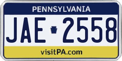 PA license plate JAE2558