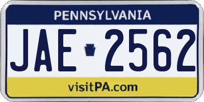 PA license plate JAE2562