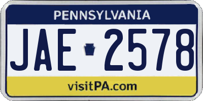 PA license plate JAE2578