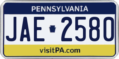 PA license plate JAE2580