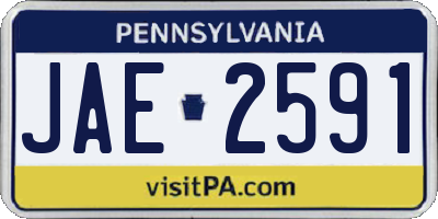 PA license plate JAE2591