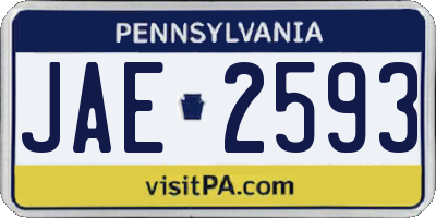 PA license plate JAE2593