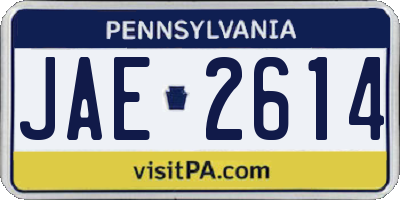 PA license plate JAE2614