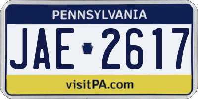 PA license plate JAE2617