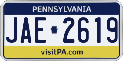 PA license plate JAE2619