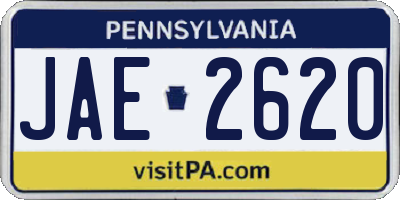 PA license plate JAE2620