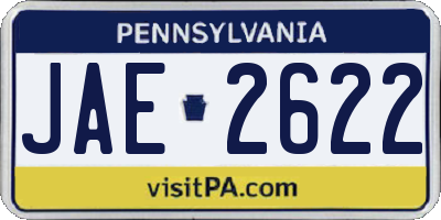 PA license plate JAE2622