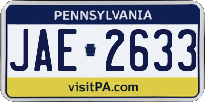 PA license plate JAE2633