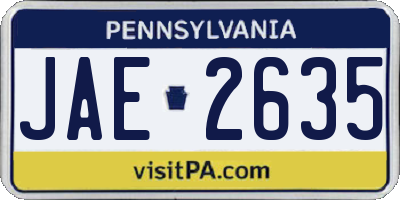 PA license plate JAE2635