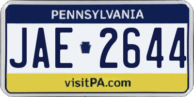 PA license plate JAE2644