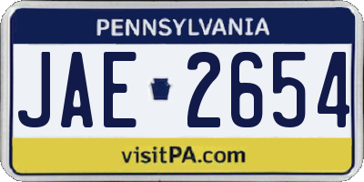 PA license plate JAE2654