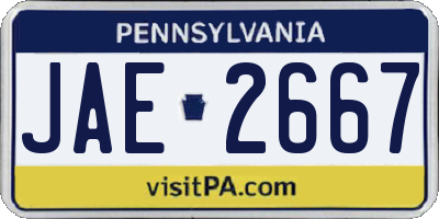 PA license plate JAE2667