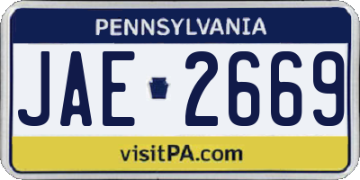 PA license plate JAE2669