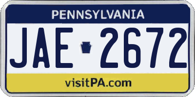 PA license plate JAE2672