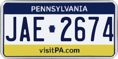 PA license plate JAE2674