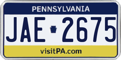 PA license plate JAE2675