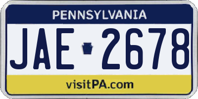 PA license plate JAE2678