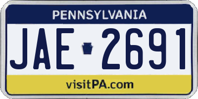 PA license plate JAE2691