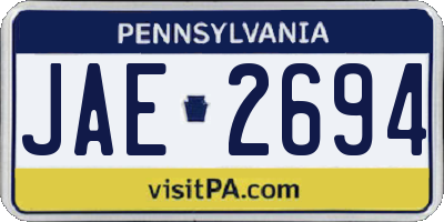 PA license plate JAE2694