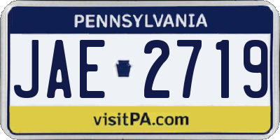 PA license plate JAE2719