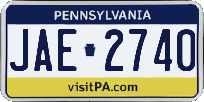 PA license plate JAE2740