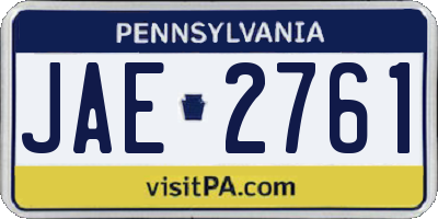 PA license plate JAE2761