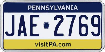 PA license plate JAE2769