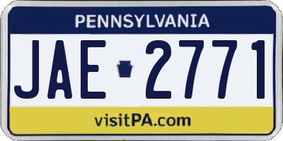 PA license plate JAE2771