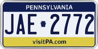 PA license plate JAE2772